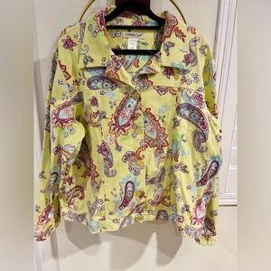 Coldwater Creek Yellow Paisley Cotton Jean Jacket